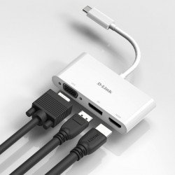 Аксесоари за лаптопи DLINK 3-in-1 USB-C to HDMI/VGA/DisplayPort Adapter