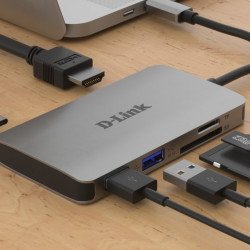 Аксесоари за лаптопи DLINK 6-in-1 USB-C Hub with HDMI/Card Reader/Power Delivery