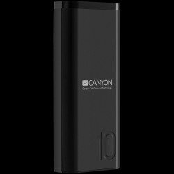 Външна батерия/Power bank CANYON Power bank 10000mAh Li-poly battery, Input 5V/2A, Output 5V/2.1A, with Smart IC, Black, USB cable length 0.25m, 120*52*22mm, 0.210Kg