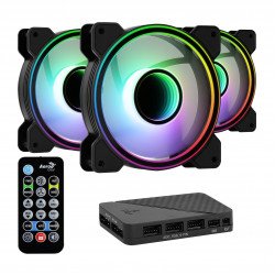 Охладител / Вентилатор AEROCOOL комплект вентилатори Fan Pack 3-in-1 3x120mm - Mirage 12 Pro - Addressable RGB with Hub, Remote - ACF3-MR10227.11