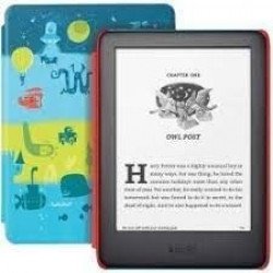 Електронна книга AMAZON E-Book Reader Kindle Kids Edition 2020, 8GB, с реклами, черен цвят, в комплект с калъф 
