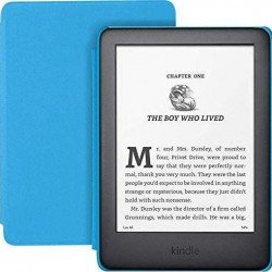 Електронна книга AMAZON E-Book Reader Kindle Kids Edition 2020, 8GB, с реклами, черен цвят, в комплект със син калъф