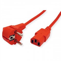 Кабел / Преходник ROLINE 19.08.1010 :: Захранващ кабел, прав IEC конектор, червен цвят, 1.8 м