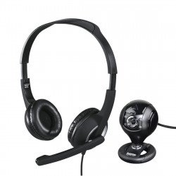 Слушалки HAMA Комплект за стрийминг HAMA 139998, Слушалки с микрофон HS-P150, Камера Spy Protect 720P, Черен