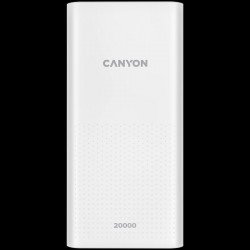Външна батерия/Power bank CANYON PB-2001 Power bank 20000mAh Li-poly battery, Input 5V/2A , Output 5V/2.1A(Max) , 144*69*28.5mm, 0.440Kg, white