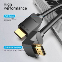 Кабел / Преходник VENTION    Vention Кабел HDMI Right Angle 270 Degree v2.0 M / M 4K/60Hz Gold - 1.5M Black - AAQBG