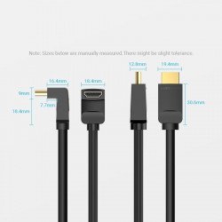 Кабел / Преходник VENTION    Vention Кабел HDMI Right Angle 90 Degree v2.0 M / M 4K/60Hz Gold - 2M Black - AARBH