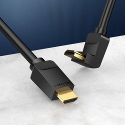 Кабел / Преходник VENTION    Vention Кабел HDMI Right Angle 90 Degree v2.0 M / M 4K/60Hz Gold - 2M Black - AARBH