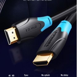 Кабел / Преходник VENTION    Vention Кабел HDMI v2.0 M / M 4K/60Hz Gold - 0.75M Black - AACBE