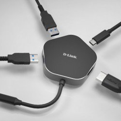 Аксесоари за лаптопи DLINK 4-in-1 USB-C Hub with HDMI and Power Delivery