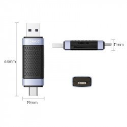Флаш памет ORICO Четец за карти Card Reader USB Type C/A Black - CD2D-AC2-BK