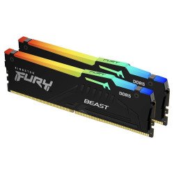 RAM памет за настолен компютър KINGSTON FURY Beast Black RGB 64GB(2x32GB) DDR5 PC5-44800 5600MHz CL40 KF556C40BBAK2-64
