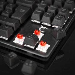 Клавиатура SBOX WHITE SHARK GK-2101 :: Геймърска TKL клавиатура SPARTAN-X, механична, червени OUTEMU суичове, черна