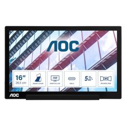 Монитор AOC I1601P 15.6 inch WLED IPS Panel, 1920x1080, 4ms, 220cd/m2, 800:1, USB-C, Pivot