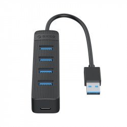 Мрежово оборудване ORICO хъб USB3.0 HUB 4 port - Type C input, 0.15m cable, aux Type-C power input - TWU3-4A-BK