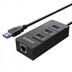Мрежово оборудване ORICO хъб USB3.0 HUB 4 port + LAN - HR01-U3
