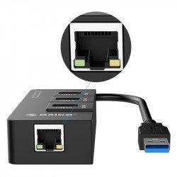 Мрежово оборудване ORICO хъб USB3.0 HUB 4 port + LAN - HR01-U3