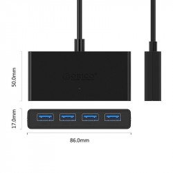 Мрежово оборудване ORICO хъб USB3.0 HUB 4 port black - G11-H4-U3-03-BK