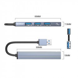 Мрежово оборудване ORICO хъб USB3.0/2.0 HUB 4 port, Aluminum - AH-A13-GY