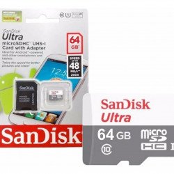 Флаш памет SANDISK Карта памет SANDISK Ultra microSDHC UHS-I, 64GB, Class 10, 80Mb/s, Адаптер
