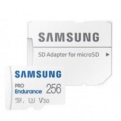 Флаш памет SAMSUNG 256 GB micro SD PRO Endurance, Adapter, Class10, Waterproof, Magnet-proof, Temperature-proof, X-ray-proof, Read 100 MB/s - Write 40 MB/s