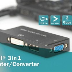 SSD Твърд диск ASSMANN AK-330403-002-S :: DIGITUS HDMI 3-in-1 конвертор, HDMI към VGA / DisplayPort / DVI
