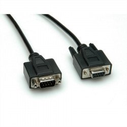 Кабел / Преходник ROLINE VALUE 11.99.6210 :: RS-232 сериен кабел D9 M/F, 1.0 м, 9 проводника, удължителен