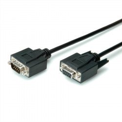 Кабел / Преходник ROLINE VALUE 11.99.6210 :: RS-232 сериен кабел D9 M/F, 1.0 м, 9 проводника, удължителен