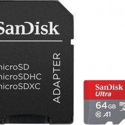 Флаш памет SANDISK Карта памет SANDISK Ultra microSDXC, 64GB, A1, UHS-I, U1, Class 10, 140MB/s, Адаптер