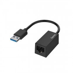 Мрежово оборудване HAMA Мрежов адаптер HAMA, USB-A мъжко - RJ-45 женско, Gigabit, Черен