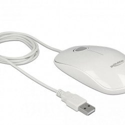 Мишка DELOCK Оптична мишка , USB-A, LED, Кабел 1.3 м, USB, 1200 dpi, Бял