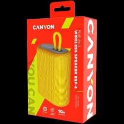 Колонка CANYON BSP-4, Bluetooth Speaker, BT V5.0, BLUETRUM AB5365A, TF card support, Type-C USB port, 1200mAh polymer battery, Yellow, cable length 0.42m, 114*93*51mm, 0.29kg