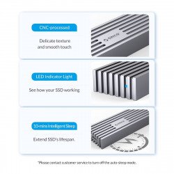 SSD Твърд диск ORICO Външна кутия за диск Storage - Case - M.2 NVMe M-key 10 Gbps Aluminum Heatsink Silver - FV35C3-G2-SV