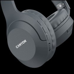 Слушалки CANYON BTHS-3, Canyon Bluetooth headset,with microphone, BT V5.1 JL6956, battery 300mAh, Type-C charging plug, PU material, size:168*190*78mm, charging cable 30cm and audio cable 100cm, Dark grey