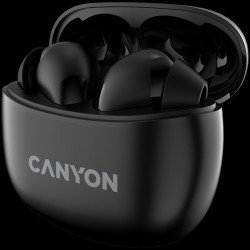 Слушалки CANYON TWS-5, Bluetooth headset, with microphone, BT V5.3 JL 6983D4, Frequence Response:20Hz-20kHz, battery EarBud 40mAh*2+Charging Case 500mAh, type-C cable length 0.24m, size: 58.5*52.91*25.5mm, 0.036kg, Black