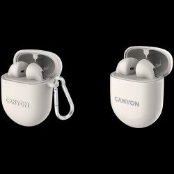 Слушалки CANYON TWS-6, Bluetooth headset, with microphone, BT V5.3 JL 6976D4, Frequence Response:20Hz-20kHz, battery EarBud 30mAh*2+Charging Case 400mAh, type-C cable length 0.24m, Size: 64*48*26mm, 0.040kg, Beige