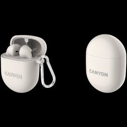 Слушалки CANYON TWS-6, Bluetooth headset, with microphone, BT V5.3 JL 6976D4, Frequence Response:20Hz-20kHz, battery EarBud 30mAh*2+Charging Case 400mAh, type-C cable length 0.24m, Size: 64*48*26mm, 0.040kg, Beige