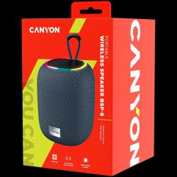 Колонка CANYON BSP-8, Bluetooth Speaker, BT V5.2, BLUETRUM AB5362B, TF card support, Type-C USB port, 1800mAh polymer battery, Max Power 10W, Grey, cable length 0.50m, 110*110*135mm, 0.57kg