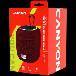 Колонка CANYON BSP-8, Bluetooth Speaker, BT V5.2, BLUETRUM AB5362B, TF card support, Type-C USB port, 1800mAh polymer battery, Max Power 10W, Red, cable length 0.50m, 110*110*135mm, 0.57kg