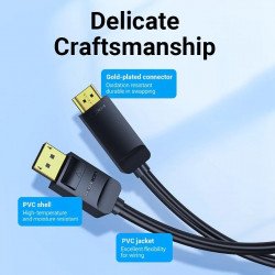 Кабел / Преходник Vention кабел Cable DisplayPort to HDMI 3.0m - 4K, Gold Plated - HAGBI