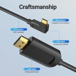 Кабел / Преходник Vention Кабел Type-C to HDMI Cable Right Angle 1.5M Black - CGVBG