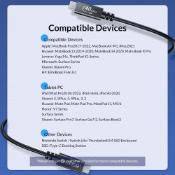 Кабел / Преходник ORICO кабел Cable USB4.0 40Gbps M/M 0.5m Black PD100W - U4A05-BK