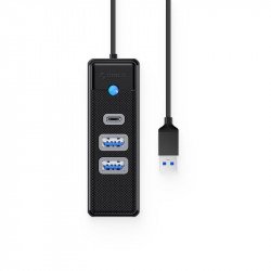 Мрежово оборудване ORICO хъб HUB USB3.0 3 port - 2 x USB3.0, 1 x Type C, Black - PWC2U-U3-015-BK