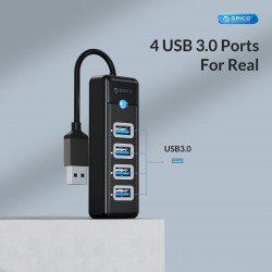 Мрежово оборудване ORICO хъб HUB USB3.0 4 port Black - PW4U-U3-015-BK
