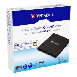 DVD / CD / RW Устройства VERBATIM External Slimline CD/DVD Writer USB 3.2 Gen 1/USB-C
