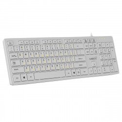 Клавиатура MAKKI нископрофилна кирилизирана клавиатура Keyboard USB BG - Low profile Chocolate - KB-C14 White