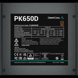 Кутии и Захранвания DEEPCOOL PK650D, 650W, 80 Plus BRONZE, Taiwanese Capacitors, Flat Black Cables, 120mm Fan, SCP/OPP/OTP/OVP/OCP/UVP