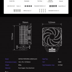 Охладител / Вентилатор ZALMAN охладител за процесор CPU Cooler CNPS9X PERFORMA ARGB BLACK - aRGB - LGA1700/AM5