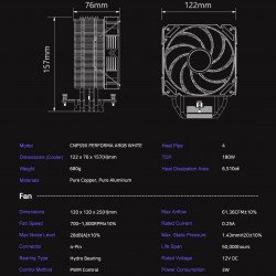 Охладител / Вентилатор ZALMAN охладител за процесор CPU Cooler CNPS9X PERFORMA ARGB WHITE - aRGB - LGA1700/AM5