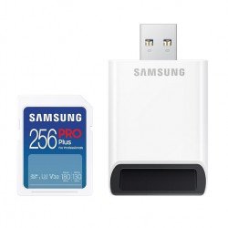 USB Преносима памет SAMSUNG 256GB SD PRO Plus + USB Reader, Class10, Read 180MB/s - Write 130MB/s